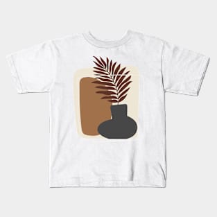 Minimal Modern  Terraccota  Pottery Abstract Leaves Shape   Design Kids T-Shirt